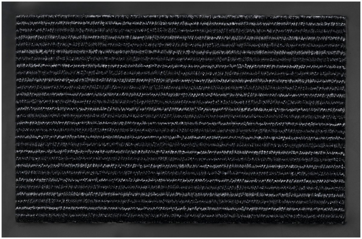 MD Entree - Deurmat - Maxi Dry Stripe - Antraciet - Vloerkleed - Met antislip - Wasbaar- Vocht absorberend - Hoge dichtheid 600gr/m2 - 40 x 60 cm