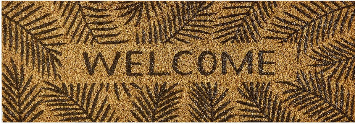 MD-Entree MD Entree - Deurmat - Kokosmat - Finesse XS - Leaves Welcome - 26 x 75 cm Bruin