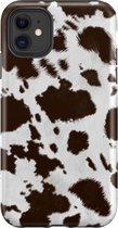 Apple iPhone 11 Hoesje - Extra Stevig Hoesje - 2 lagen bescherming - Met Dierenprint - Koeien Patroon - Bruin