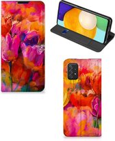 Hoesje met Tekst Geschikt voor Samsung Galaxy A03s Smart Cover Tulips