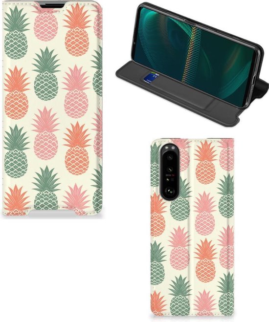 Smartphone Hoesje Sony Xperia 5 III Leuk Bookcase Ananas