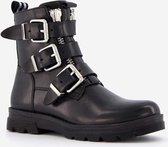 Groot leren meisjes biker boots - Zwart - Maat 33 - Echt leer