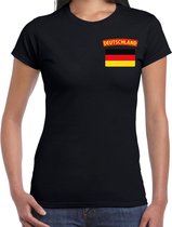 Deutschland t-shirt met vlag zwart op borst voor dames - Duitsland landen shirt - supporter kleding M