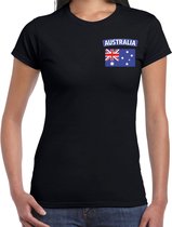 Australia t-shirt met vlag zwart op borst voor dames - Australie landen shirt - supporter kleding L