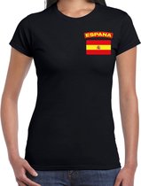 T-shirt Espana avec drapeau noir sur la poitrine pour femme - Maillot pays Espagne - vêtements de supporter L