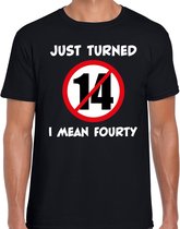 Just turned 14 I mean 40 cadeau t-shirt zwart voor heren - 40 jaar verjaardag kado shirt / outfit 2XL