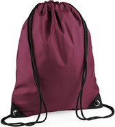 Nylon sport/zwemmen gymtas/ gymtasje met rijgkoord 45 x 34 cm - Bordeaux rood - Kinder tasjes