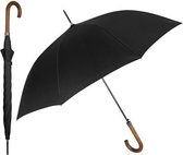 paraplu automatisch 65 x 103 cm polyester/hout zwart