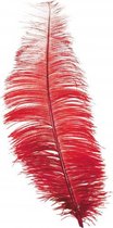 hoofdband struisvogel veren 30 cm rood