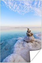 Zoutkristallisatie op de rosten bij de Dode Zee bij Israël in Azië Poster 40x60 cm - Foto print op Poster (wanddecoratie woonkamer / slaapkamer) / Azië Poster / Zee en Strand