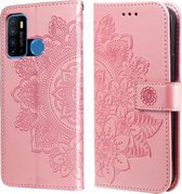 7-bloemblaadje bloemen reliëfpatroon horizontale flip PU lederen tas met houder & kaartsleuven & portemonnee & fotolijst voor Infinix Hot 9 / Note 7 Lite / X655C (rosé goud)