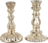 J-Line Kandelaar Oriental Glas Zilver Small Assortiment Van 2 - Set van 2