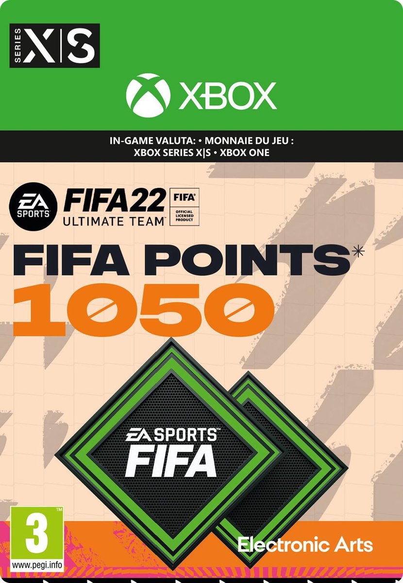 FIFA 22: 1050 FUT Punten - Xbox Series X/Xbox One - Niet beschikbaar in België