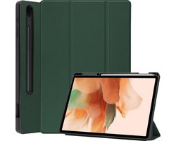 Hoesje - Geschikt voor Samsung Galaxy Tab S7 FE - Dun & Stevig - Hard Cover Case - Trifold Bookcase Hoes - Met Uitsparing Geschikt voor S Pen - Hardcover Book - Tablethoes - Donkergroen