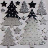 spiegelstickers kerstboom 31 x 38 cm PVC zilver