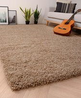 Hoogpolig vloerkleed shaggy Grand effen - beige 80x150 cm