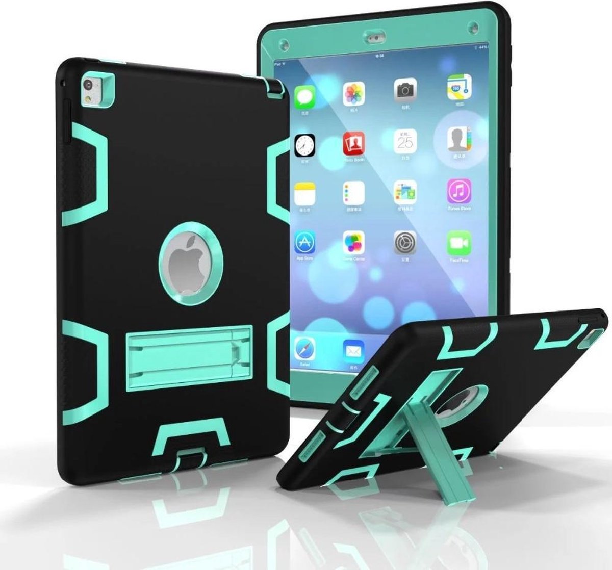 Shock Proof Standcase Hoes iPad Air 3 Case 10.5 inch 2019 / iPad Pro 10.5 inch 2017 - Zwart / Mint