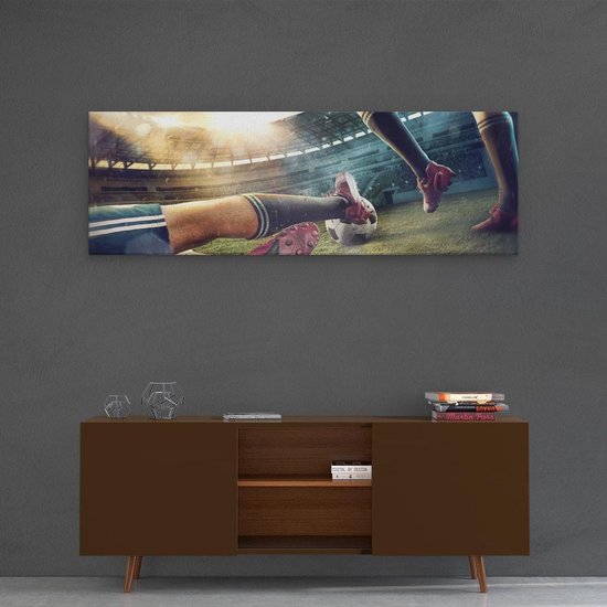 Artaza Toile Peinture Voetbal Glissant Dans Le Stade - 120x40 - Groot - Image Sur Toile - Impression Sur Toile