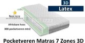 Aloe Vera - Eenpersoons Matras 3D -POCKET LATEX 7 ZONE 23 CM - Gemiddeld ligcomfort - 70x210/23