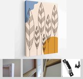 Set of abstract creative minimalist hand painted illustrations with decorative branches and leaves. For postcard, poster, social media story design - Modern Art Canvas - Vertical -
