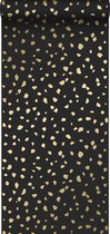 ESTAhome behang terrazzo zwart en goud - 139134 - 0,53 x 10,05 m