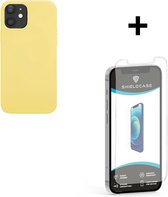 ShieldCase Pantone siliconen hoesje geschikt voor Apple iPhone 12 / 12 Pro - geel + glazen Screen Protector