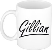 Gillian naam cadeau mok / beker sierlijke letters - Cadeau collega/ moederdag/ verjaardag of persoonlijke voornaam mok werknemers