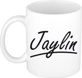 Jaylin naam cadeau mok / beker sierlijke letters - Cadeau collega/ moederdag/ verjaardag of persoonlijke voornaam mok werknemers