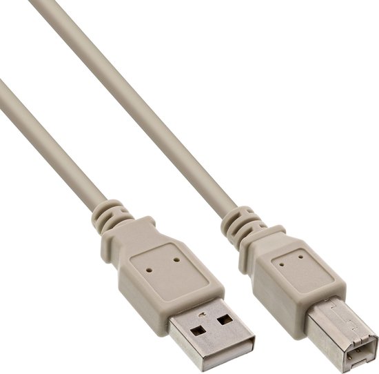USB naar USB-B kabel - USB2.0 - tot 2A / beige - 0,50 meter