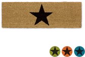 Relaxdays paillasson noix de coco étroite STAR tapis de noix de coco antidérapant, tapis d'entrée, tapis de pied Naturel