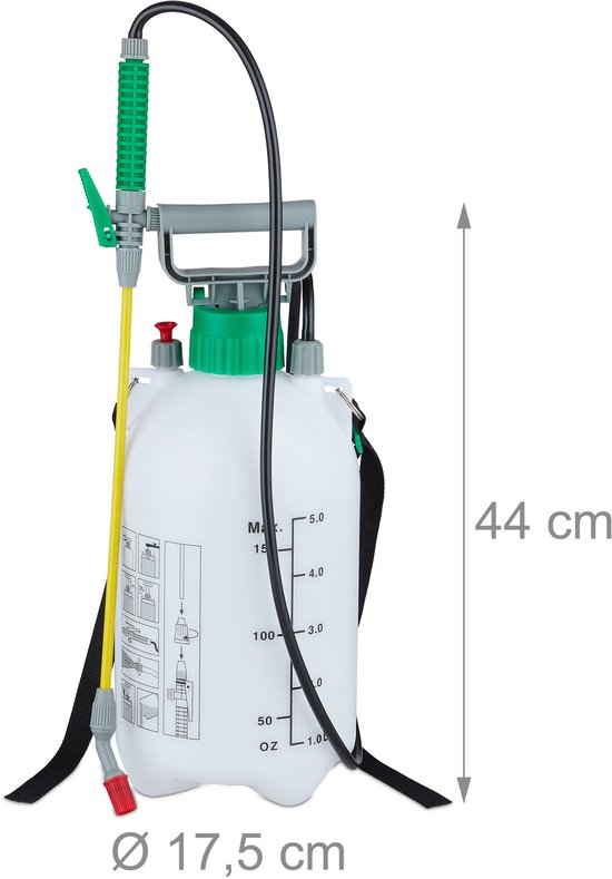 plantenspuit 5 liter - met slang en lans - 3 bar - onkruid druksproeier van Merkloos	 — afbeelding 3
