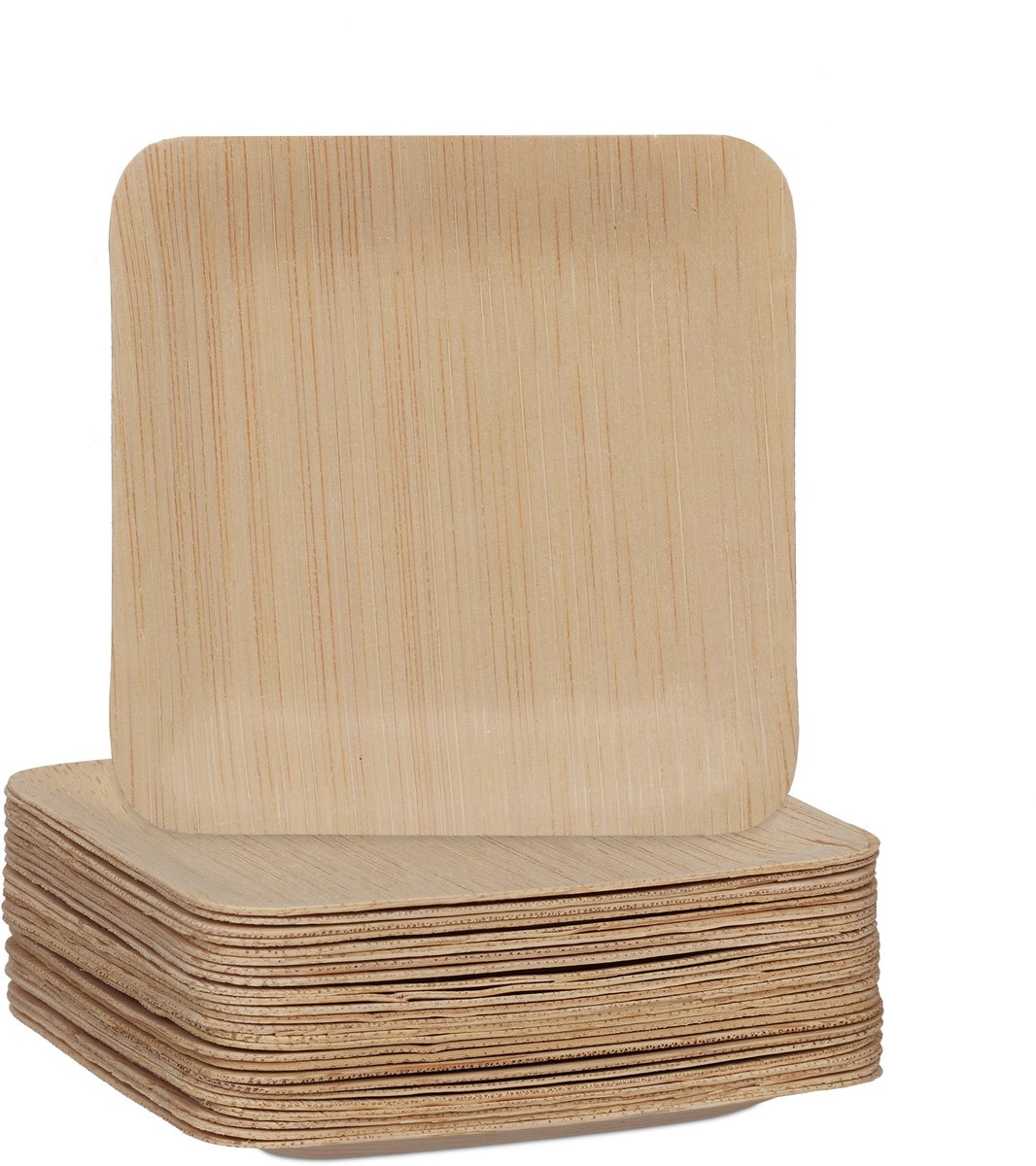 Relaxdays bamboe bordjes - set van 25 - wegwerpbordjes - bordjes amboe - wegwerpservies - S