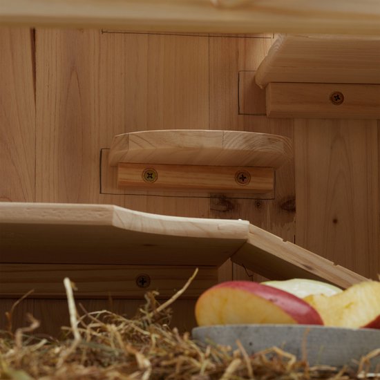 Hamsterkooi 3 etages houten knaagdierhok met klepjes - 120x60x40 cm - XXL natuurlijke knaagdierenkooi