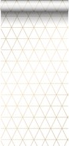 ESTAhome behang grafische driehoeken wit en goud - 139147 - 0.53 x 10.05 m