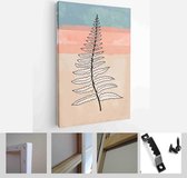 Minimalistic Watercolor Painting Artwork. Earth Tone Boho Foliage Line Art Drawing with Abstract Shape - Modern Art Canvas - Vertical - 1937931187 - 80*60 Vertical