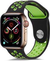 Shop4 - Bandje voor Apple Watch 7 41mm - Large Siliconen Neon Groen Zwart