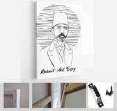 Istanbul, December 15, 2020: Vector illustration portrait of Turkish poet Mehmet Akif Ersoy in cartoon style - Modern Art Canvas - Vertical - 1875246898 - 80*60 Vertical