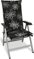 Beautissu Coussin de jardin High Back 120 x 50 x 6 cm – Coussin imprimé – Coussins de Coussins de chaise de jardin de jardin Coussin d'assise Chaise de jardin – Flores noir avec feuilles de palmier