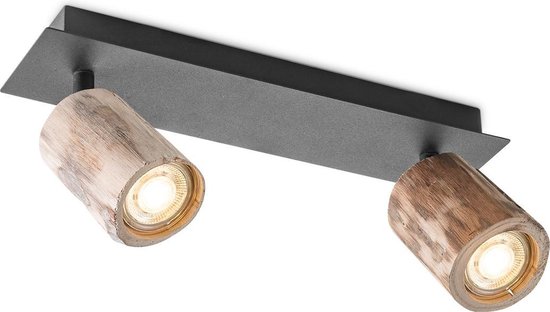 Home Sweet Home - Landelijke LED Opbouwspot Wood - Zwart - 33/10/14.5cm - 2  lichts... | bol.com