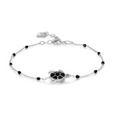 Twice As Nice Armband in zilver, schildpad, zwarte email bolletjes, nazar oog  16 cm+3 cm