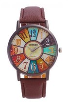 Hidzo Horloge Sonsdo Ø 37 mm - Bruin - Kunstleer