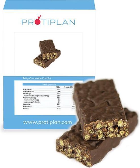 Protiplan Reep Chocolade Krispies 7 x 35 gram Low carb snack Eiwitrepen