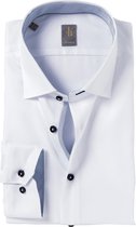 Jacques Britt overhemd - Como custom fit - twill - wit (contrast) - Strijkvriendelijk - Boordmaat: 45