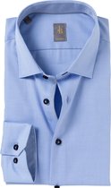 Jacques Britt overhemd mouwlengte 7 - Como custom fit - twill - lichtblauw (contrast) - Strijkvriendelijk - Boordmaat: 39