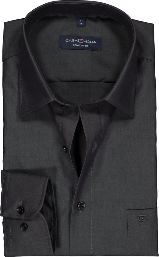CASA MODA comfort fit overhemd - antraciet grijs - Strijkvrij - Boordmaat: