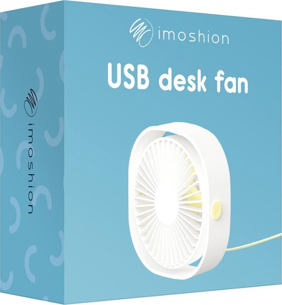 iMoshion USB Tafelventilator - USB Ventilator - Mini Ventilator - Compact - 3 Windstanden - Wit - iMoshion