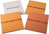 Nivadebro- Canvas Affirmatie - Affirmatie kaart-  4 stuks - Canvas - Affirmatie - Zelfontwikkeling - Canvas zelfontwikkeling - Ik ben goed genoeg canvas - Ik hou van  mezelf canvas - Ik heb v