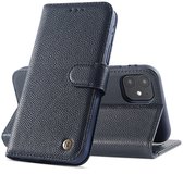 Echt Lederen Book Case Hoesje - Leren Portemonnee Telefoonhoesje - Geschikt voor iPhone 12 Mini - Navy