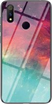 Voor OPPO Realme 3 Pro Sterrenhemel Geschilderd Gehard Glas TPU Schokbestendige Beschermhoes (Kleur Sterrenhemel)