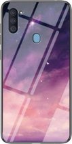 Voor Samsung Galaxy A11 US Versie Sterrenhemel Geschilderd Gehard Glas TPU Schokbestendig Beschermhoes (Dream Sky)